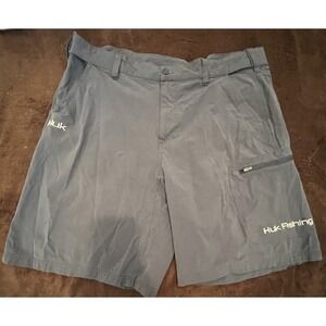 Huk Mens Fishing Shorts Size XXL Blue Performance Outdoors 10" Inseam Pockets
